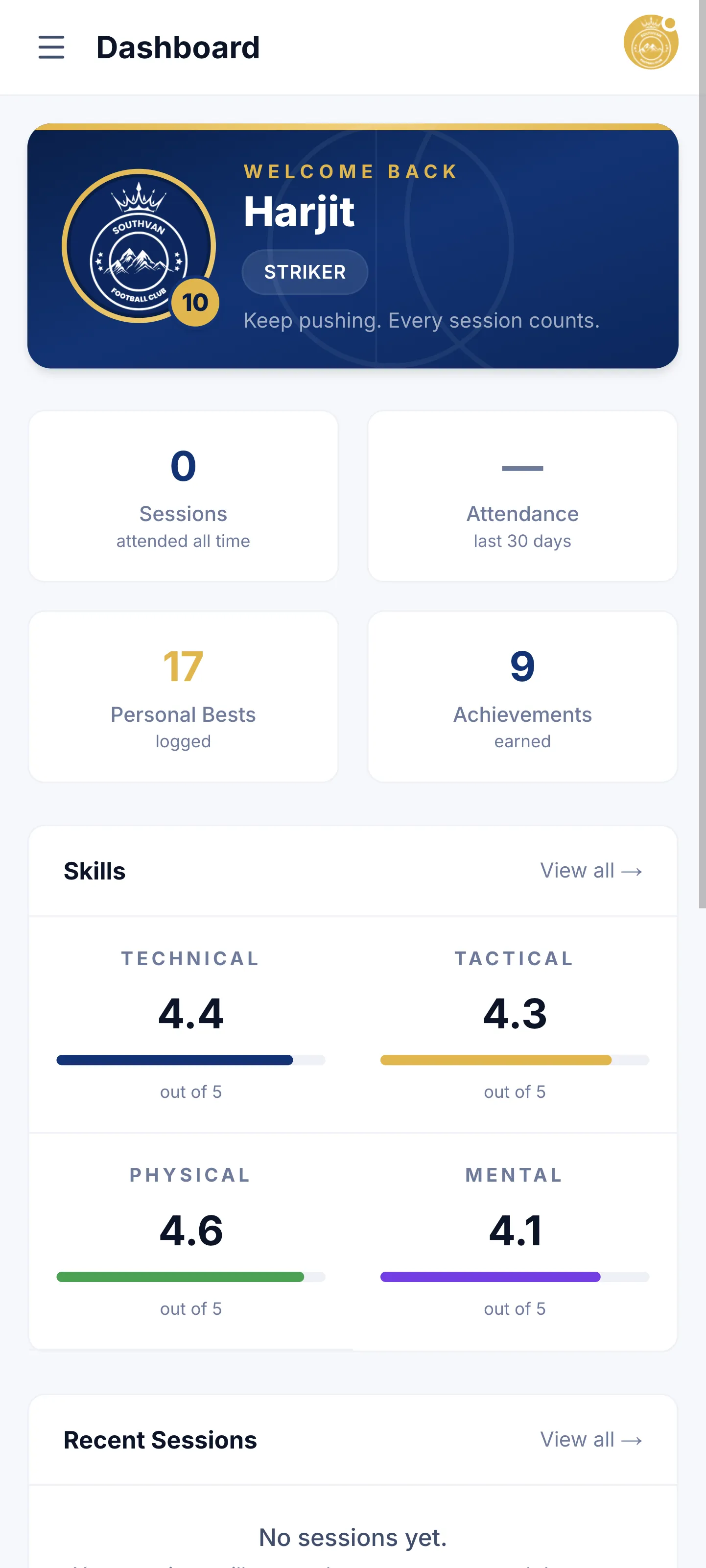 Academy App player portal preview